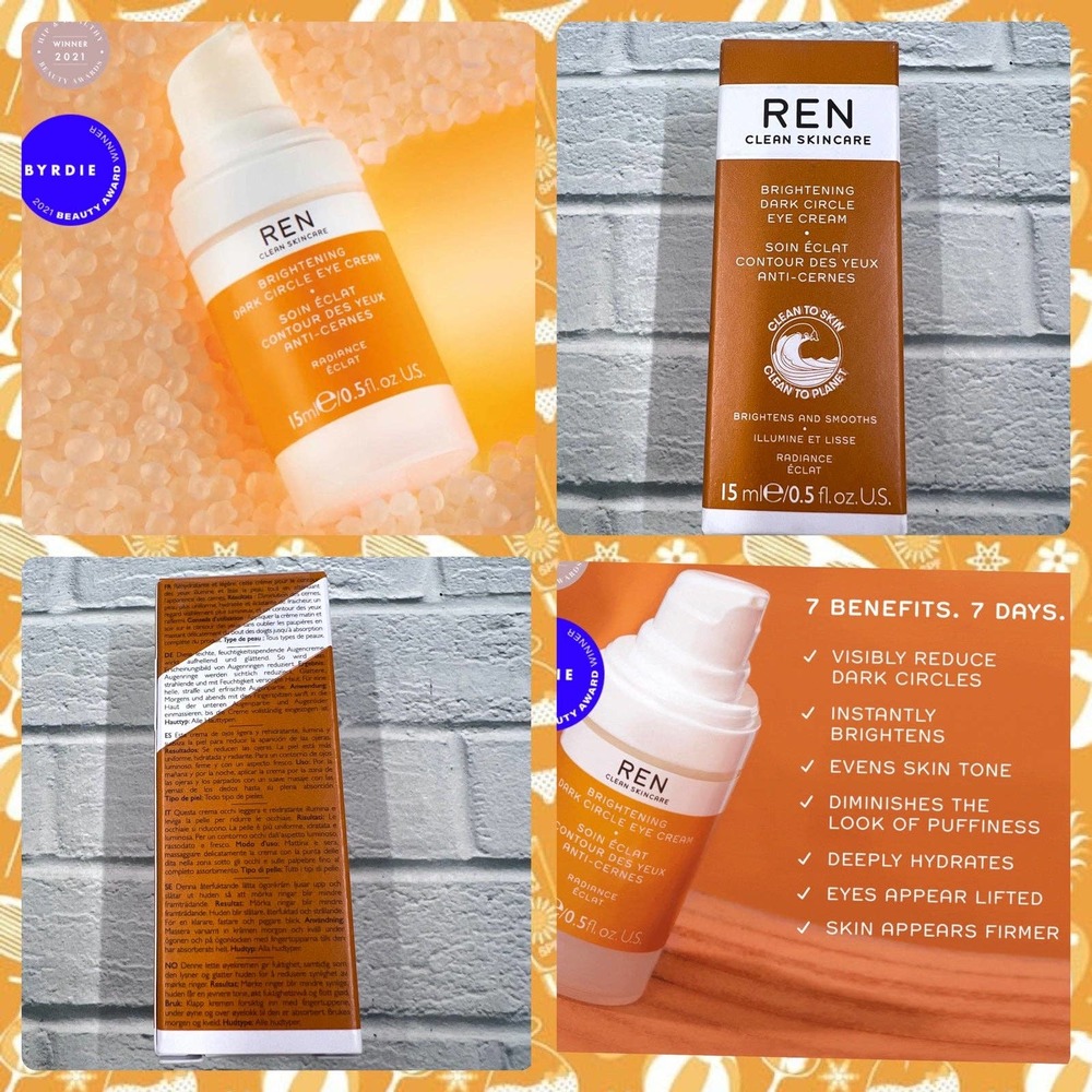 NWT REN Clean Skincare Brightening Dark Circle Eye Cream New & Sealed BNIB Vegan
